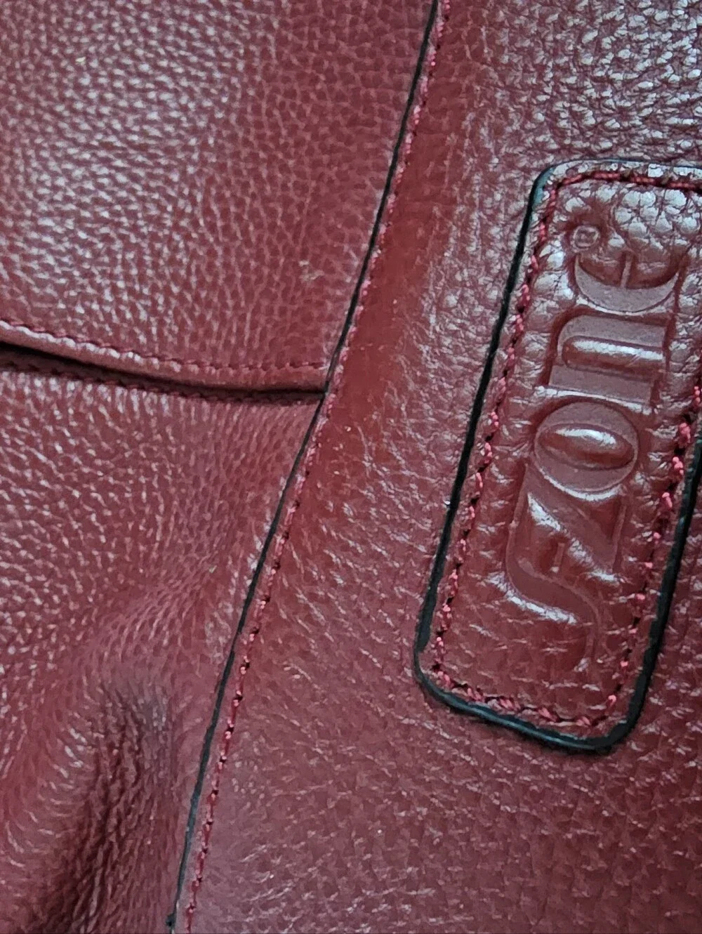 Dark Red Pebbled Cowhide Leather Backpack